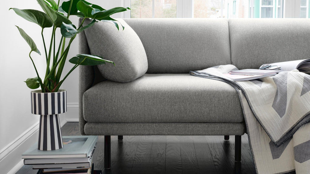 Close-up view of Burrow Range modular couch base and corner